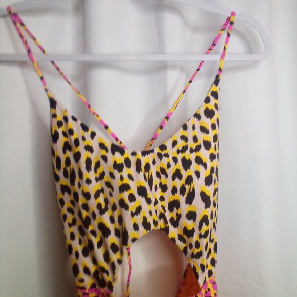 Arizona Jeans Co. Swimsuit L Women One Piece High Cut Animal Print Colorful - Picture 12 of 14